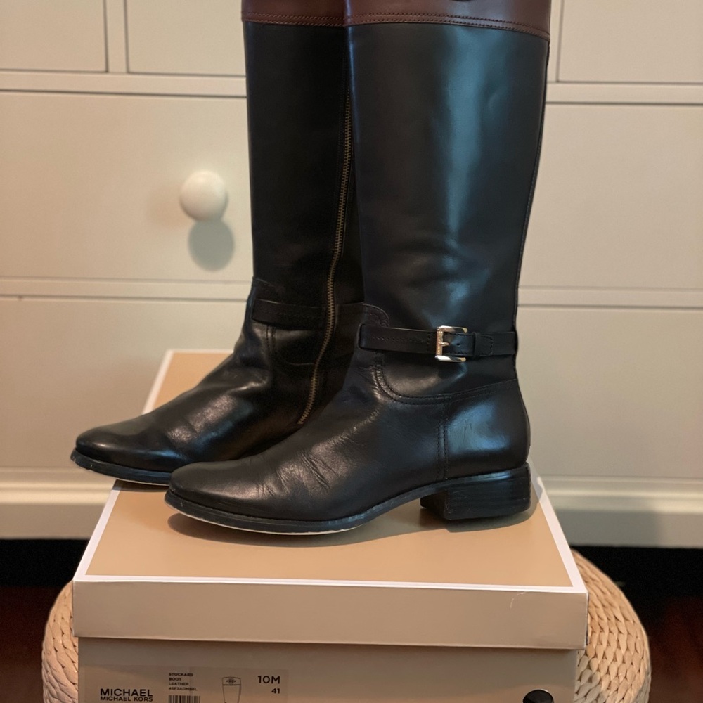 Michael Kors Black and Brown Heeled Boots